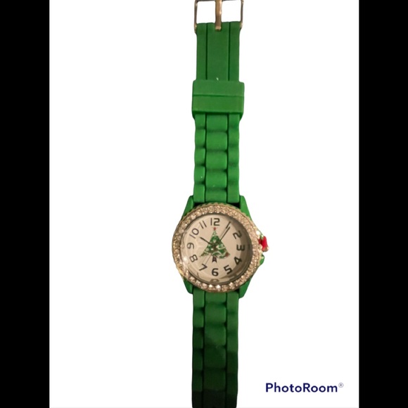 Christmas Tree Watch with Rhinestones. New with Battery. - Picture 2 of 4
